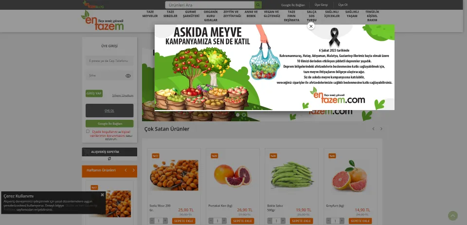 Entazem | Organik sebze meyve   |  Glutensiz, Vegan, Organik Sanal Market